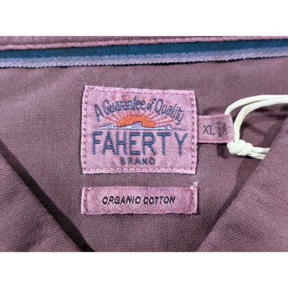 Faherty Mens Sunwashed Stretch Oxford 2.0 Shirt Long Sleeve Burgundy Sz XL NWT - Picture 8 of 12